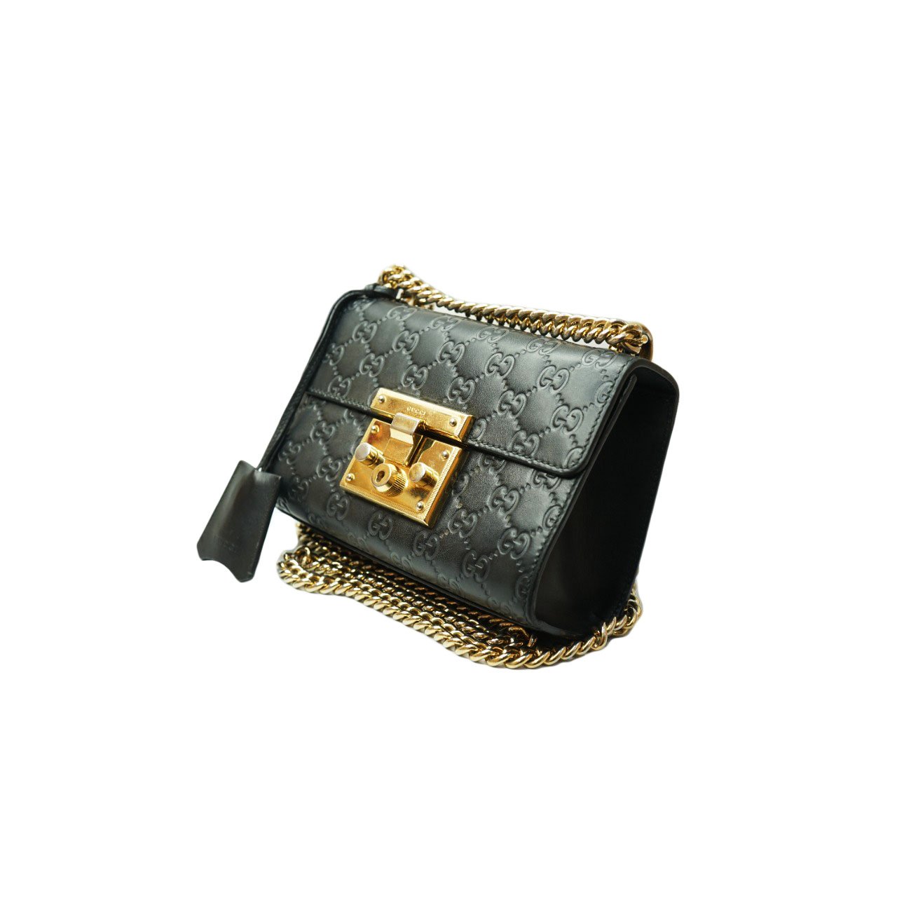 Gucci Black Guccissima Leather Small Padlock Top Handle Bag Gucci