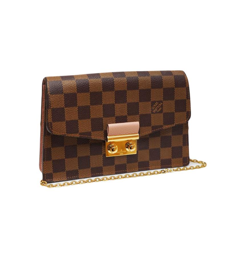 LOUIS VUITTON Damier Ebene Croisette Chain Wallet Magnolia 1013904