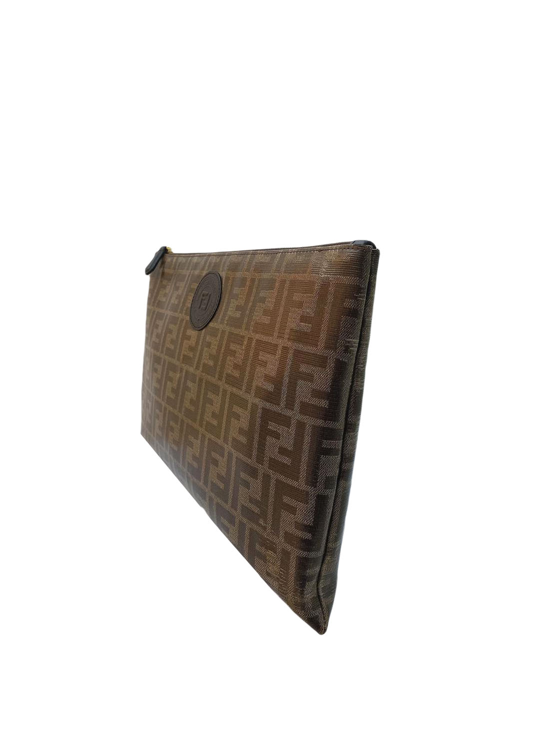 Large Flat Pouch - Brown fabric pouch