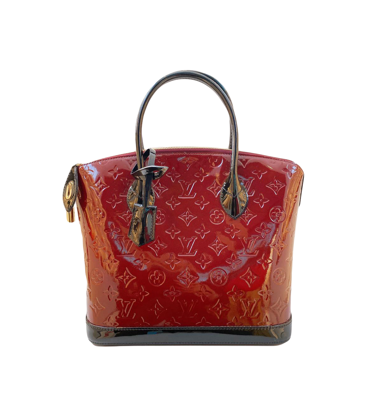 Louis Vuitton Dark Red Griotte Monogram Vernis Leather Lockit PM